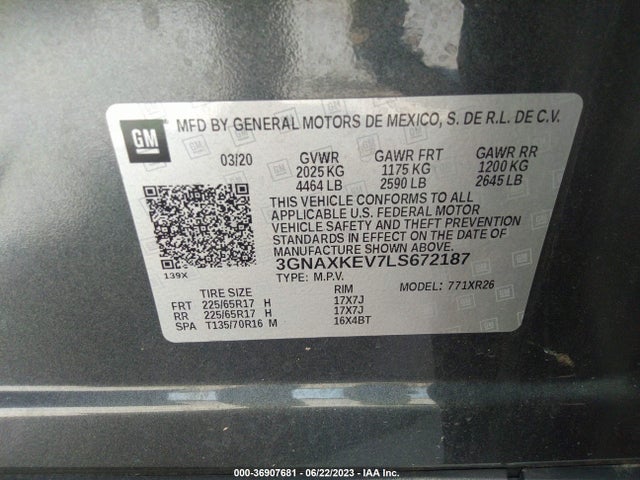 Chevrolet EQUINOX LT 2020 3GNAXKEV7LS672187 Image 10