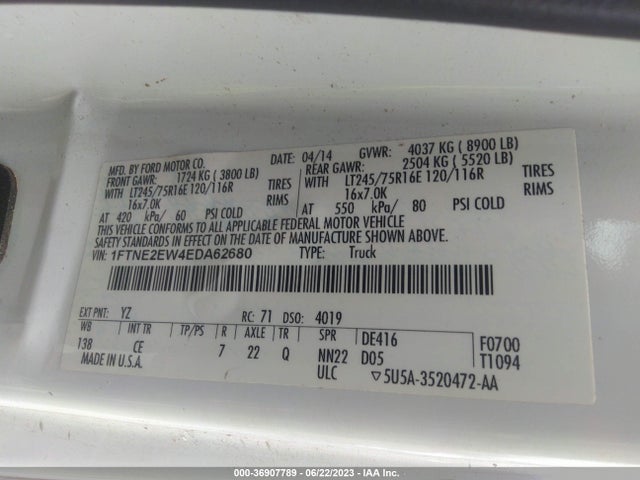 Ford Econoline Cargo Van Commercial/recreational 2014 1FTNE2EW4EDA62680 Image 15