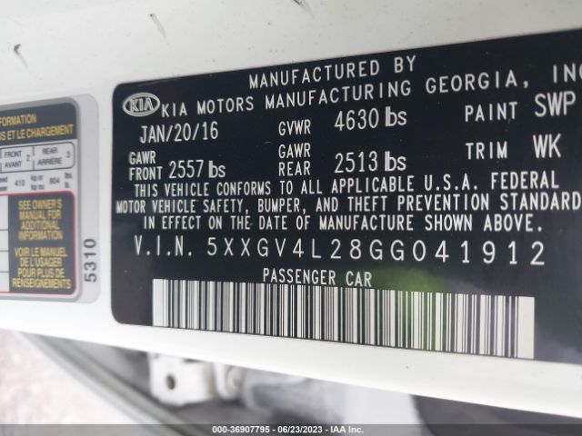 5XXGV4L28GG041912 KIA Optima
