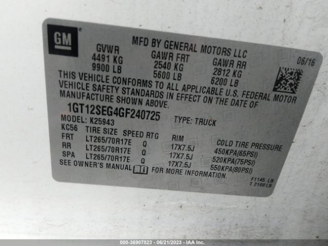 1GT12SEG4GF240725 GMC Sierra 2500hd Sle