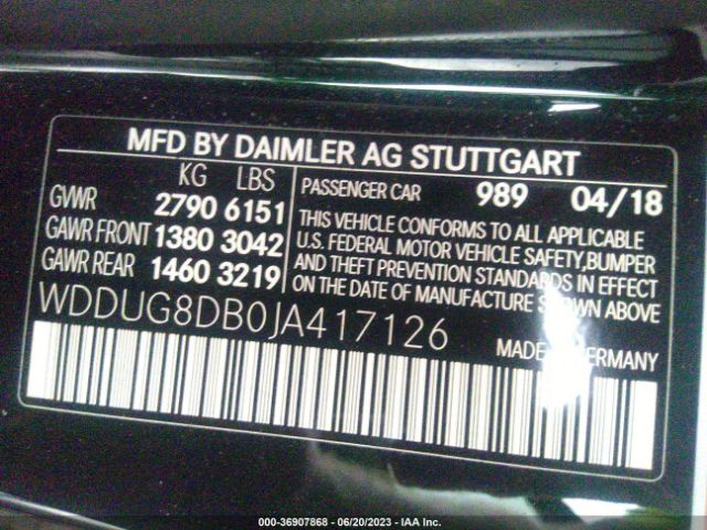 WDDUG8DB0JA417126 Mercedes-Benz S-class S 560