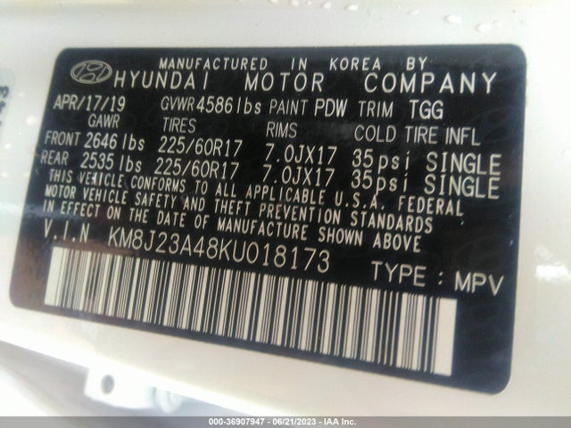 Hyundai TUCSON SE 2019 KM8J23A48KU018173 Image 16