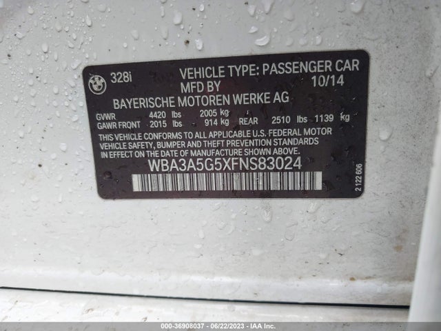 BMW 3 Series 328i 2015 WBA3A5G5XFNS83024 Image 9