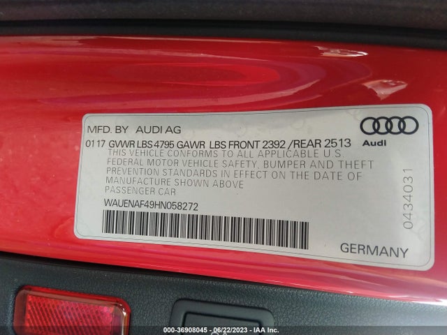 WAUENAF49HN058272 Audi A4 Premium Plus