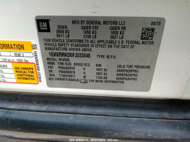 1GKKRRKD6FJ333846 GMC ACADIA SLT