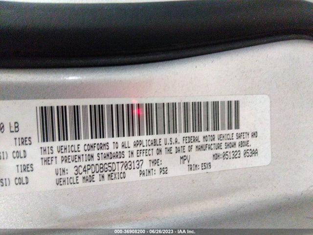 2013 DODGE JOURNEY SXT VIN: 3C4PDDBG5DT703137