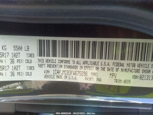 1C4PJMCB3FW675296 Jeep Cherokee Latitude