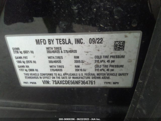7SAXCDE56NF364761 Tesla MODEL X