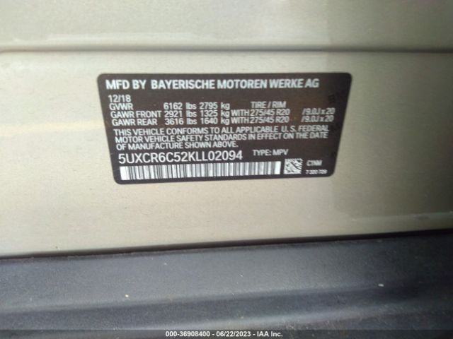 5UXCR6C52KLL02094 BMW X5 Xdrive40i