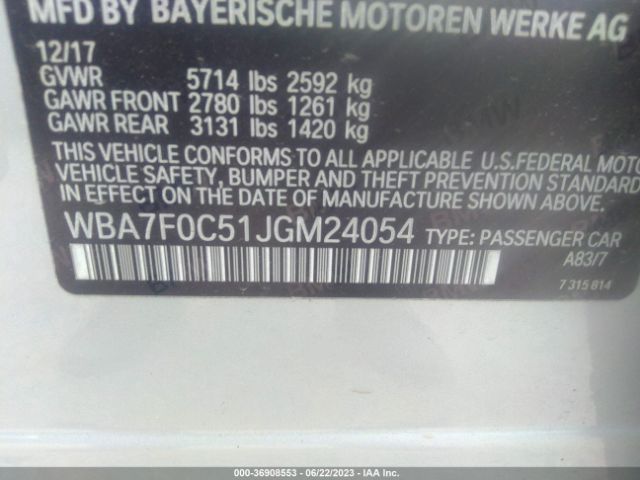 WBA7F0C51JGM24054 BMW 7 Series 750i