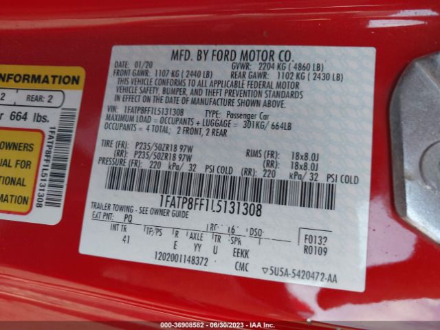 1FATP8FF1L5131308 Ford Mustang Gt Premium