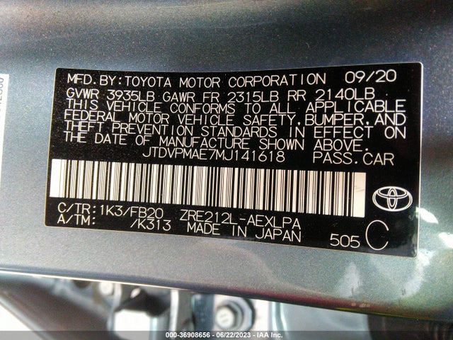 Toyota COROLLA LE 2021 JTDVPMAE7MJ141618 Image 9