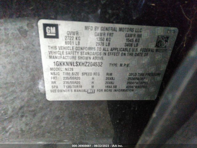 1GKKNNLSXHZ204532 GMC ACADIA SLT