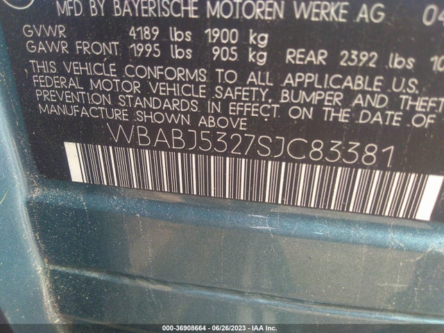 1995 BMW 325 IC VIN: WBABJ5327SJC83381