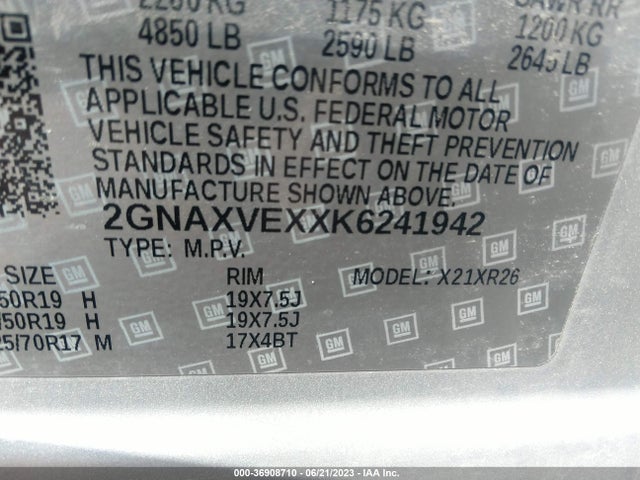 Chevrolet EQUINOX LT 2019 2GNAXVEXXK6241942 Image 9
