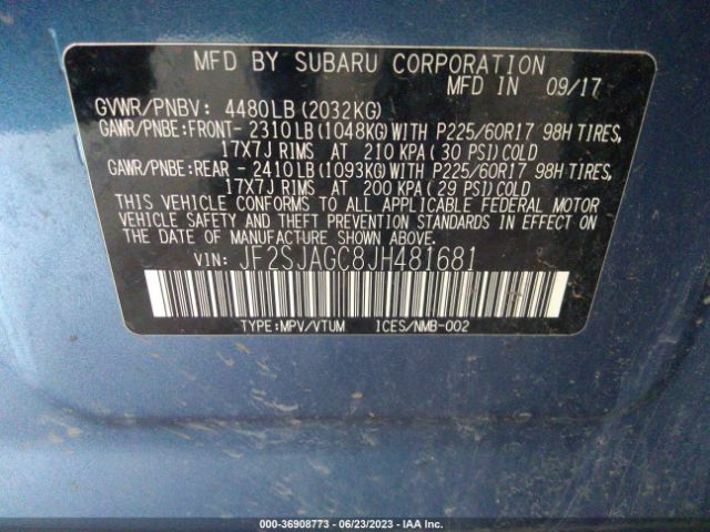 JF2SJAGC8JH481681 Subaru Forester Premium