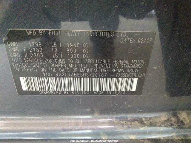 4S3GTAB65H3720787 Subaru Impreza Premium