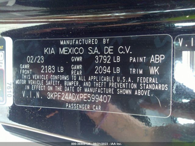3KPF24ADXPE599407 KIA Forte Lxs