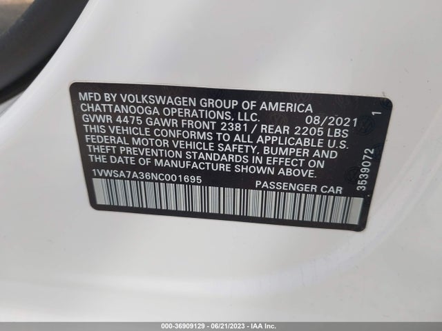 1VWSA7A36NC001695 Volkswagen Passat 2.0t Se