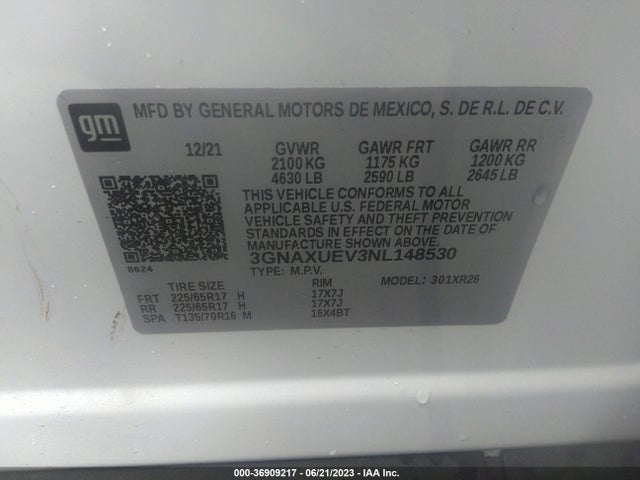 Chevrolet EQUINOX LT 2022 3GNAXUEV3NL148530 Image 9