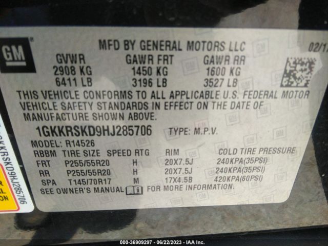 1GKKRSKD9HJ285706 GMC Acadia Limited Limited