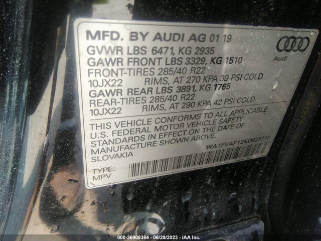 WA1FVAF12KD023710 Audi Q8 Prestige