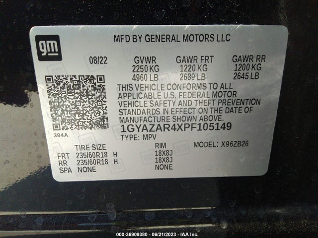 1GYAZAR4XPF105149 Cadillac Xt4 Fwd Luxury
