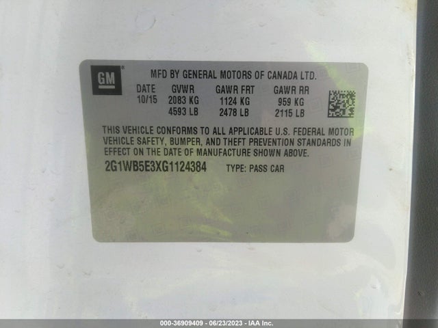 Chevrolet Impala Limited Lt 2016 2G1WB5E3XG1124384 Image 10
