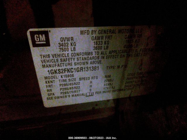 1GKS2FKC1GR131381 GMC Yukon Xl Sle