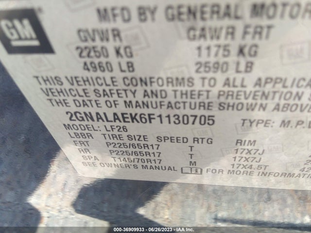 Chevrolet EQUINOX LS 2015 2GNALAEK6F1130705 Image 16