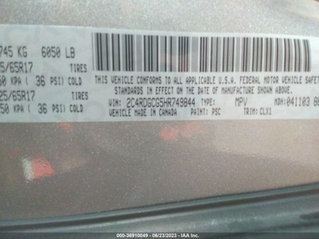 2C4RDGCG5HR749844 Dodge Grand Caravan Sxt