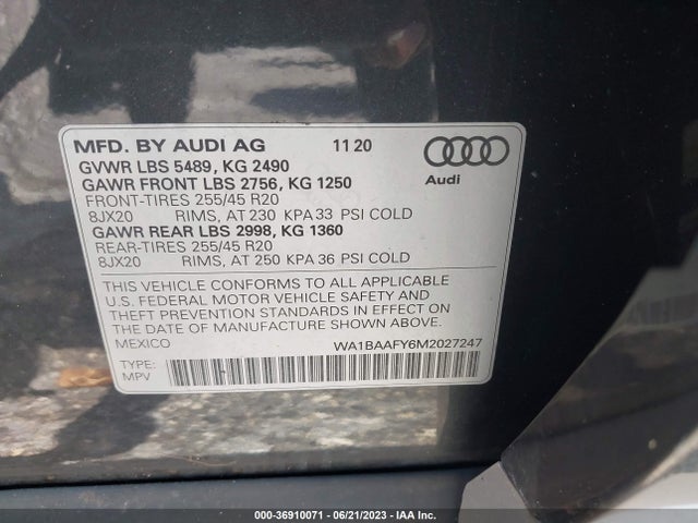 WA1BAAFY6M2027247 Audi Q5 Premium Plus