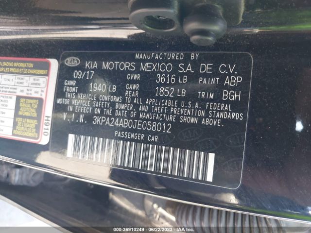 3KPA24AB0JE058012 KIA RIO S