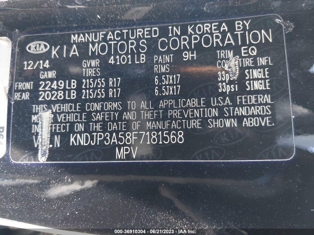 KIA SOUL + 2015 KNDJP3A58F7181568 Image 9