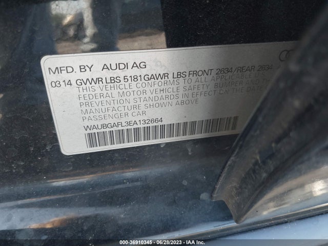 2014 AUDI S4 3.0T PREMIUM PLUS VIN: WAUBGAFL3EA132664