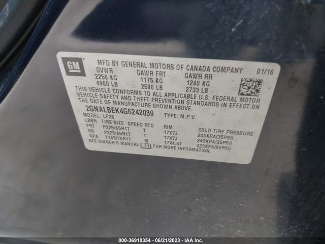 Chevrolet EQUINOX LS 2016 2GNALBEK4G6242039 Image 9