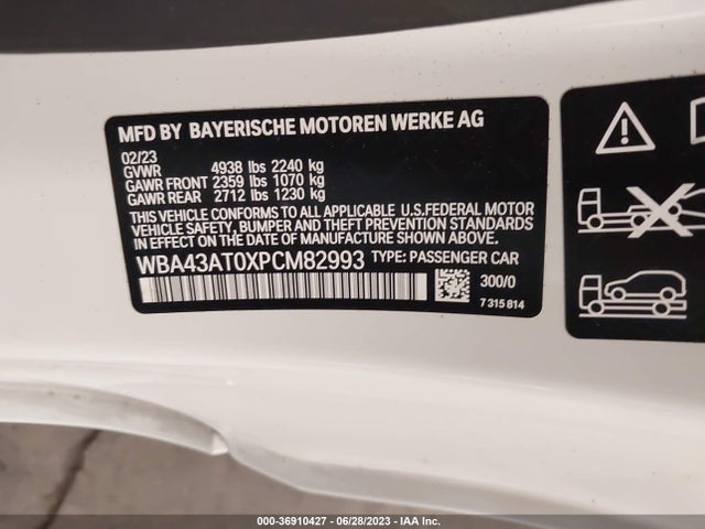 2023 BMW 4 Series, VIN: WBA43AT0XPCM82993