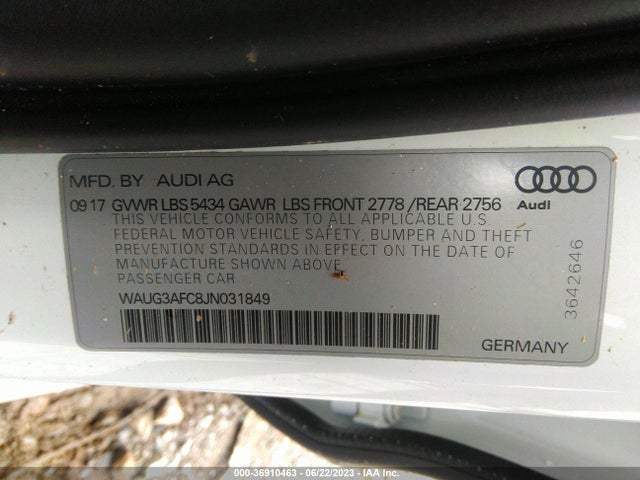 WAUG3AFC8JN031849 Audi A6 Premium Plus