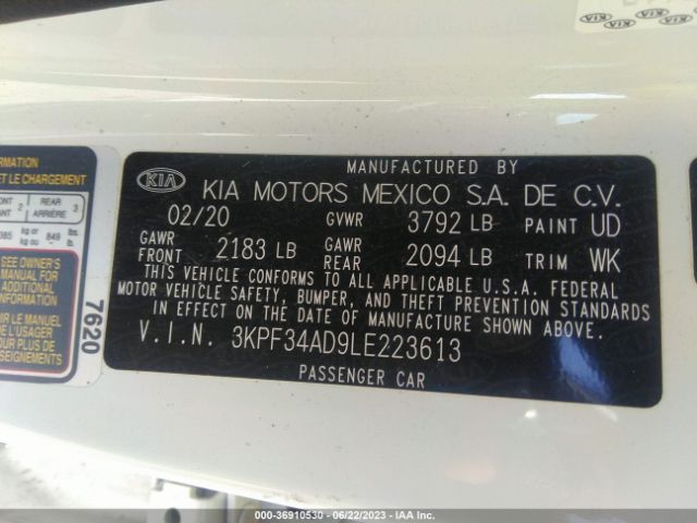 3KPF34AD9LE223613 KIA Forte Gt-line