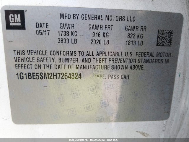 Chevrolet CRUZE LT 2017 1G1BE5SM2H7264324 Image 10