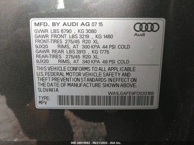 WA1LGAFE9FD033169 Audi Q7 3.0t Premium Plus