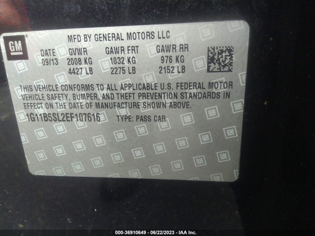 Chevrolet Malibu 1ls 2014 1G11B5SL2EF107616 Image 9