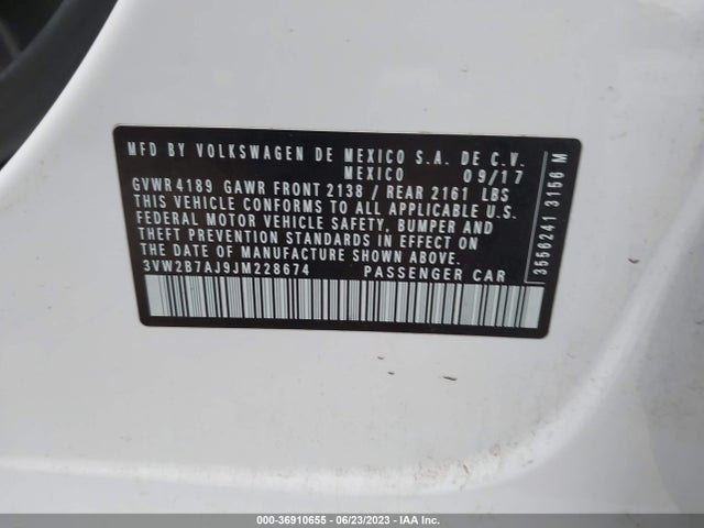 3VW2B7AJ9JM228674 Volkswagen Jetta 1.4t S