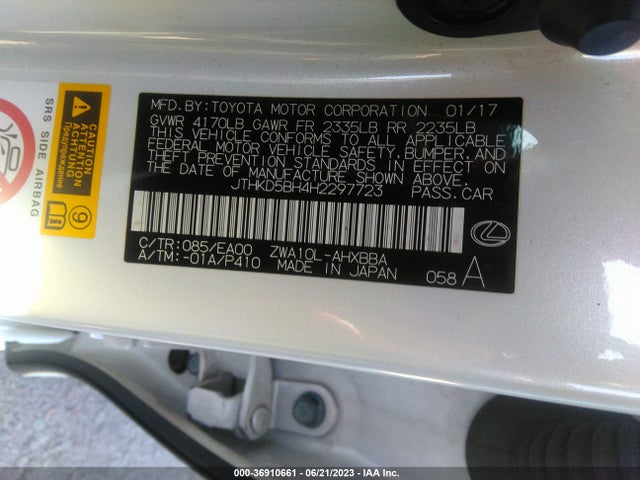 JTHKD5BH4H2297723 Lexus Ct Ct 200h