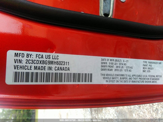Dodge Charger Sxt Rwd 2021 2C3CDXBG9MH602311 Image 9