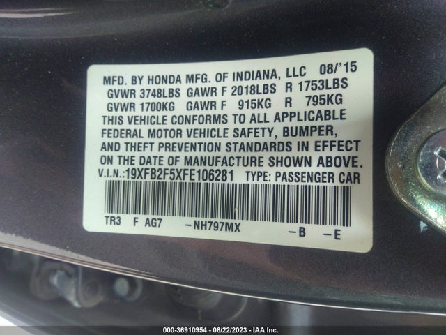 Honda Civic Sedan Lx 2015 19XFB2F5XFE106281 Image 16