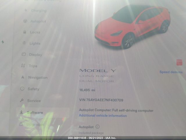 7SAYGAEE7NF430709 Tesla Model Y Long Range