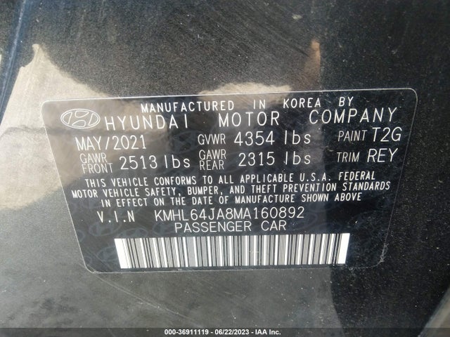 2021 HYUNDAI SONATA SEL VIN: KMHL64JA8MA160892