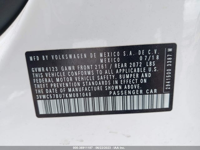 3VWC57BU7KM081048 Volkswagen Jetta S/se/r-line