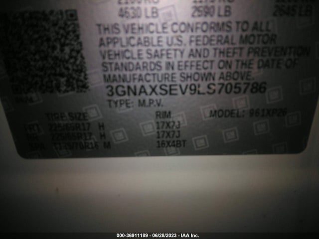 2020 CHEVROLET EQUINOX LS VIN: 3GNAXSEV9LS705786